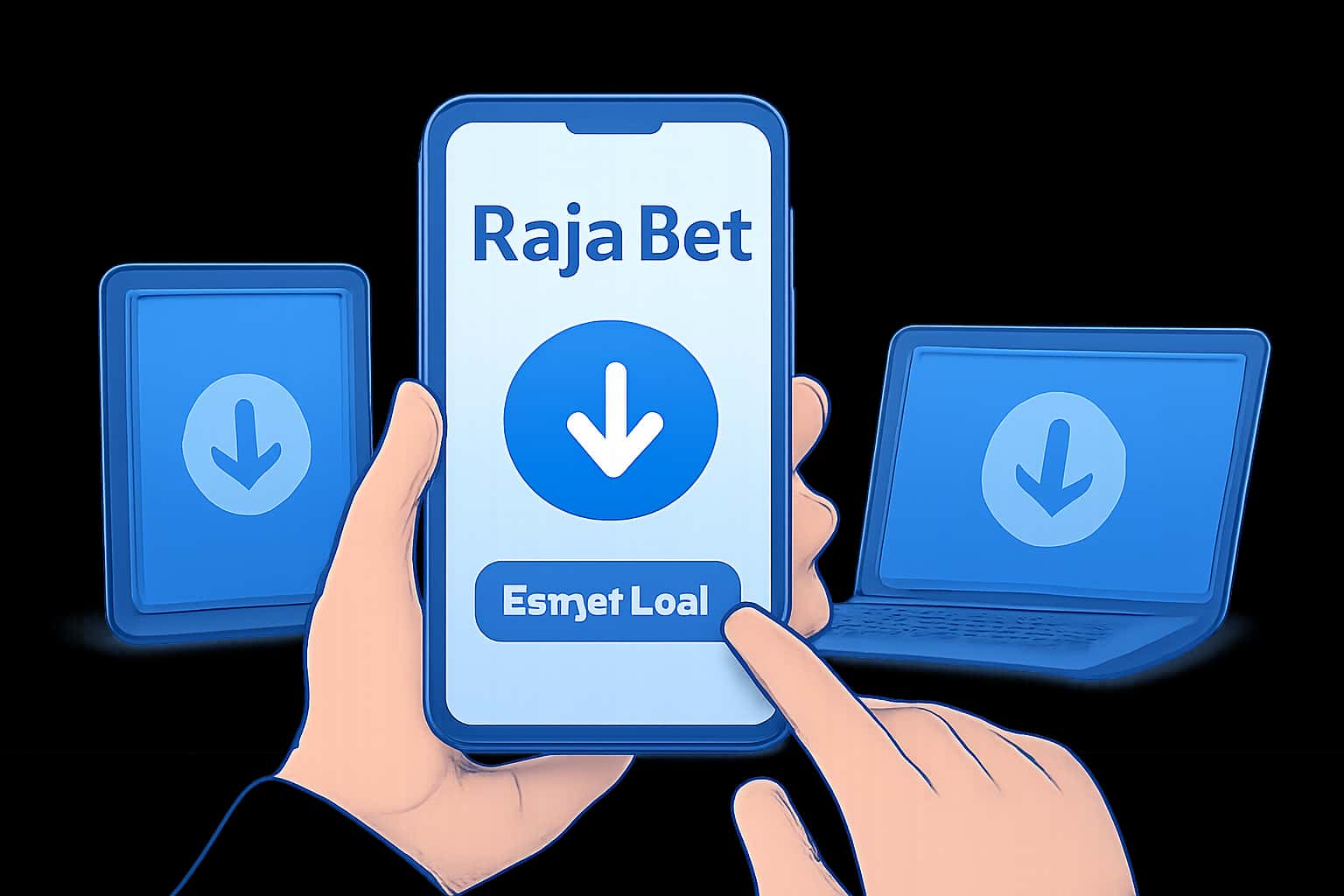 An informational scene depicting the download process of Raja Bet.