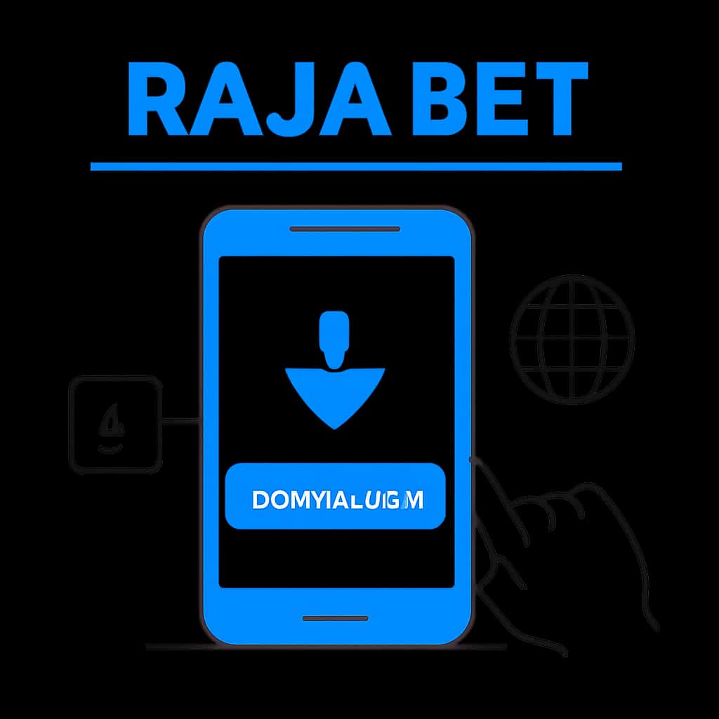 An educational diagram illustrating the download process for Raja Bet.