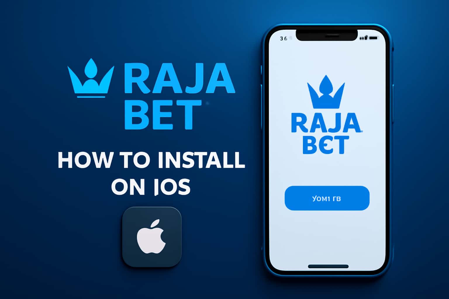 Informational scene depicting steps to install Raja Bet on an iOS device.