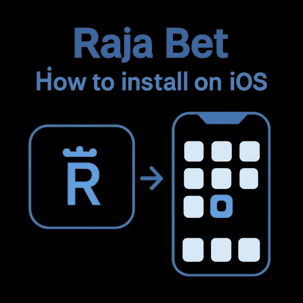 Illustration depicting the installation process for Raja Bet on iOS.