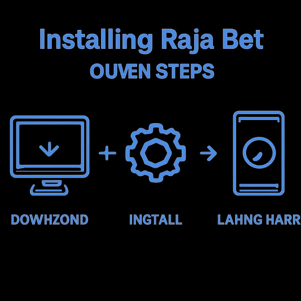 Diagram showing the steps to install the Raja Bet app.