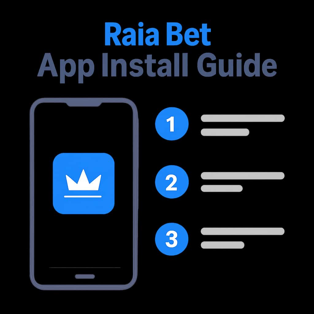 Illustration of the Raja Bet app installation steps.