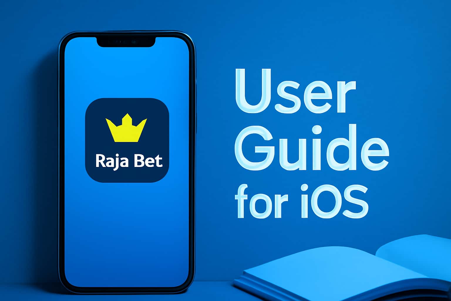 A high-quality guide image for the Raja Bet app on iOS with a tech theme.