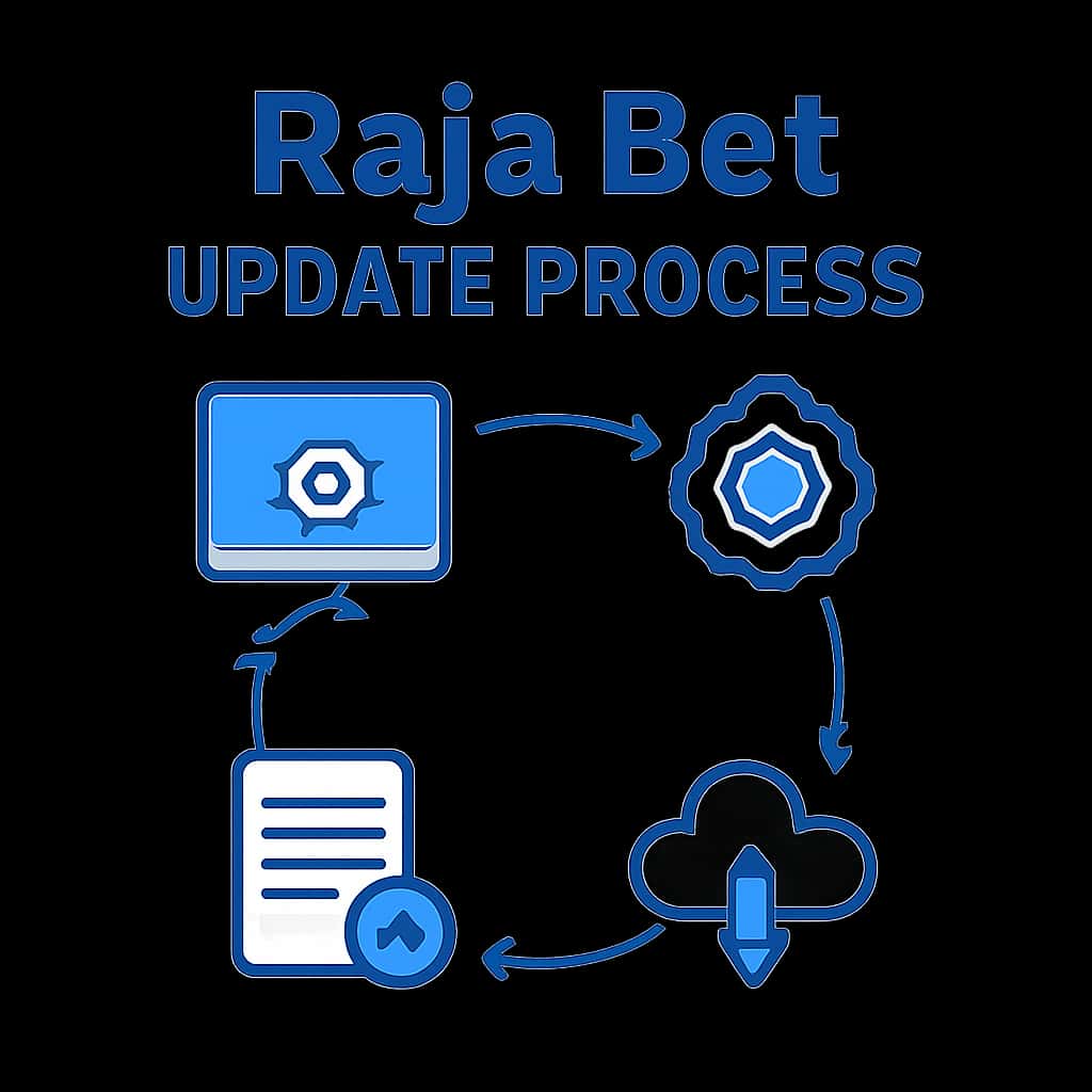 Illustration showing step-by-step update process for the Raja Bet app.
